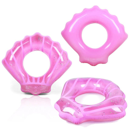Shell Shape Inflatable Swimming Ring Lifesaving Ring Axillary Ring, Size: L,100x110cm (Pink)-garmade.com