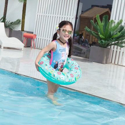 Ice Cream Pattern Inflatable Swimming Ring Thickening Water Ring Lifesaving Ring Suitable for Children Aged 2-4, Size: 60cm (Blue)-garmade.com