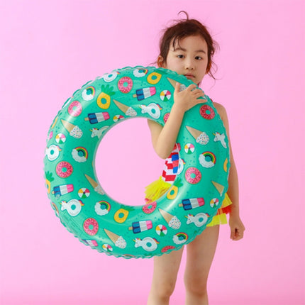 Ice Cream Pattern Inflatable Swimming Ring Thickening Water Ring Lifesaving Ring Suitable for Adults, Size: 90cm (Blue)-garmade.com