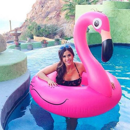 Summer Inflatable Flamingo Shaped Float Pool Lounge Swimming Ring Floating Bed Raft, Size: 90cm-garmade.com