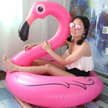 Summer Inflatable Flamingo Shaped Float Pool Lounge Swimming Ring Floating Bed Raft, Size: 120cm-garmade.com