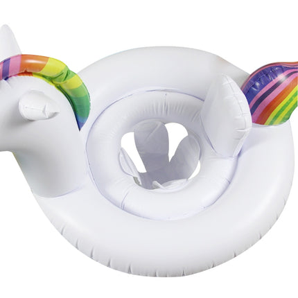 Children Summer Water Fun Inflatable Unicorn Shaped Pool Ride-on Swimming Ring Floats, Size: 170*120cm(White)-garmade.com