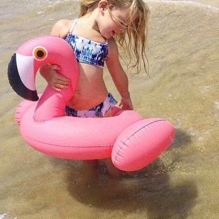 Kids Summer Water Fun Inflatable Flamingo Shaped Pool Ride-on Swimming Ring Floats, Outer Diameter: 87cm-garmade.com