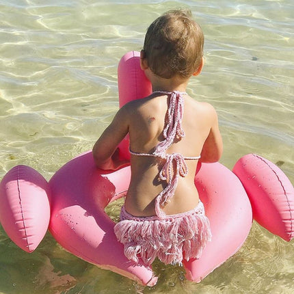 Kids Summer Water Fun Inflatable Flamingo Shaped Pool Ride-on Swimming Ring Floats, Outer Diameter: 87cm-garmade.com