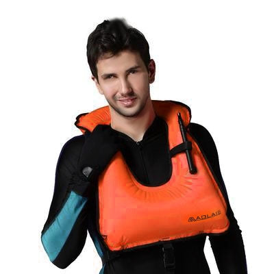 Adult Portable Snorkeling Buoyancy Inflatable Vest Life Jacket Swimming Equipment, Size:650*450mm (Orange)-garmade.com
