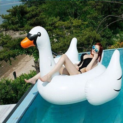Inflatable Swan Shaped Floating Mat Swimming Ring, Inflated Size: 150 x 150 x 130cm-garmade.com