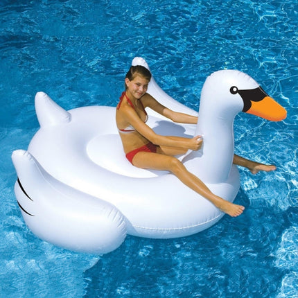 Inflatable Swan Shaped Floating Mat Swimming Ring, Inflated Size: 150 x 150 x 130cm-garmade.com
