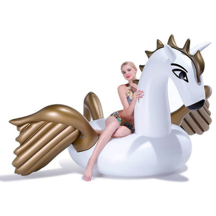 Inflatable Pegasus Shaped Floating Mat Swimming Ring, Inflated Size: 240 x 230 x 130cm(Gold)-garmade.com