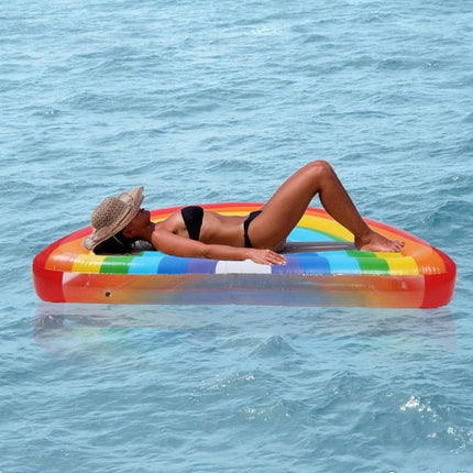 Inflatable Rainbow Shaped Floating Mat Swimming Ring, Inflated Size: 180 x 90cm-garmade.com
