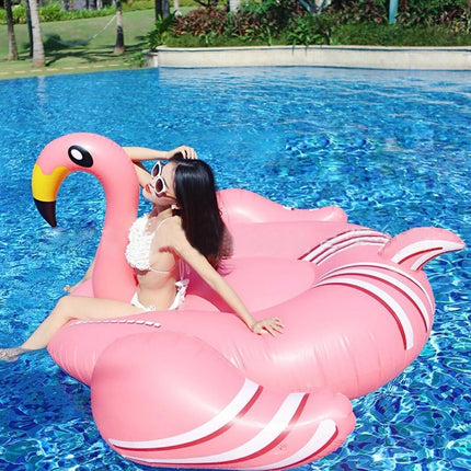 Inflatable Flamingo Shaped Floating Mat Swimming Ring, Inflated Size: 190 x 200 x 130cm-garmade.com