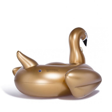 Inflatable Golden Swan Shaped Floating Mat Swimming Ring, Inflated Size: 190 x 190 x 130cm-garmade.com