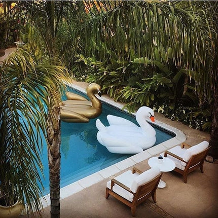 Inflatable Golden Swan Shaped Floating Mat Swimming Ring, Inflated Size: 190 x 190 x 130cm-garmade.com
