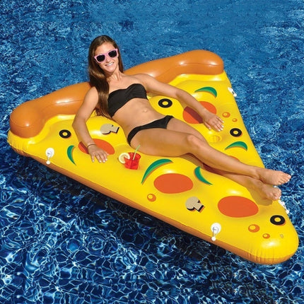 Inflatable Pizza Slice Shaped Floating Mat Swimming Ring, Inflated Size: 180 x 130cm-garmade.com