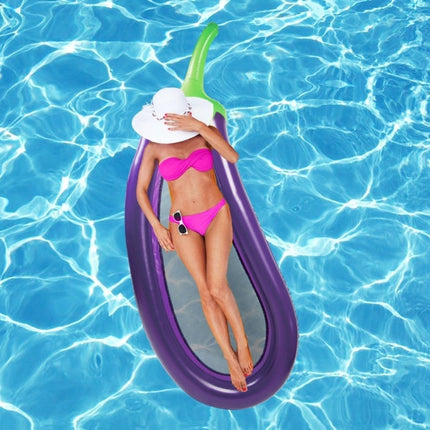 Inflatable Eggplant Shaped Floating Mat Swimming Ring, Inflated Size: 265 x 105cm-garmade.com