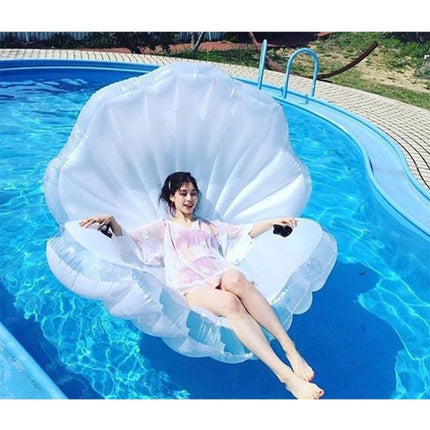 Inflatable Scallop Shaped Floating Mat Swimming Ring, Inflated Size: 170 x 130 x 100cm-garmade.com