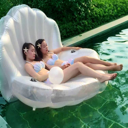 Inflatable Scallop Shaped Floating Mat Swimming Ring, Inflated Size: 170 x 130 x 100cm-garmade.com