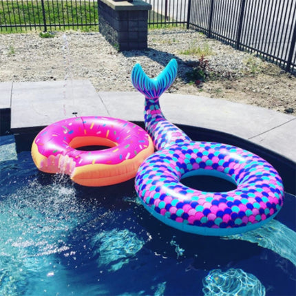 Inflatable Large Mermaid Tail Pool Lounge Swimming Ring Floating Raft Floats, Size: 170*120cm-garmade.com