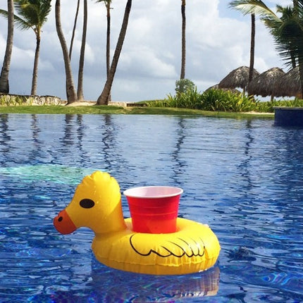 Inflatable Yellow Duck Shaped Floating Drink Holder, Inflated Size: About 23 x 19cm-garmade.com