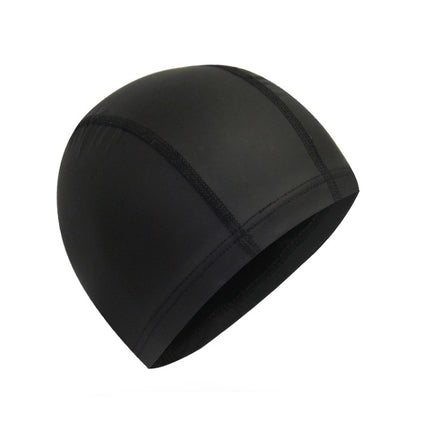 Adult Waterproof PU Coating Stretchy Swimming Cap Keep Long Hair Dry Ear Protection Swim Cap (Black)-garmade.com
