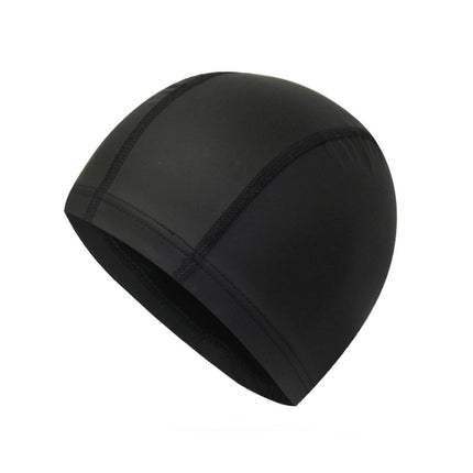 Adult Waterproof PU Coating Stretchy Swimming Cap Keep Long Hair Dry Ear Protection Swim Cap (Black)-garmade.com