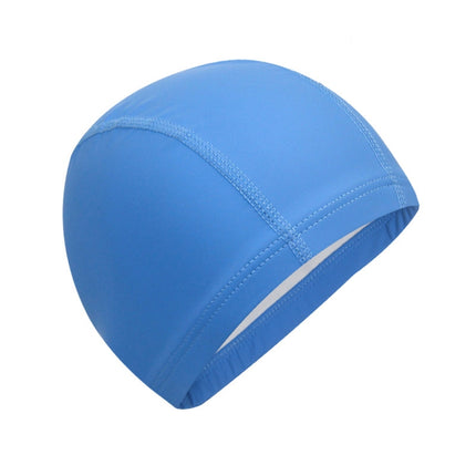 Adult Waterproof PU Coating Stretchy Swimming Cap Keep Long Hair Dry Ear Protection Swim Cap (Blue)-garmade.com