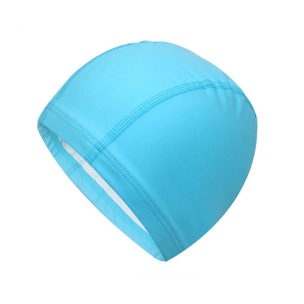 Adult Waterproof PU Coating Stretchy Swimming Cap Keep Long Hair Dry Ear Protection Swim Cap (Baby Blue)-garmade.com