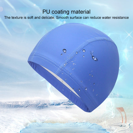 Adult Waterproof PU Coating Stretchy Swimming Cap Keep Long Hair Dry Ear Protection Swim Cap (Baby Blue)-garmade.com
