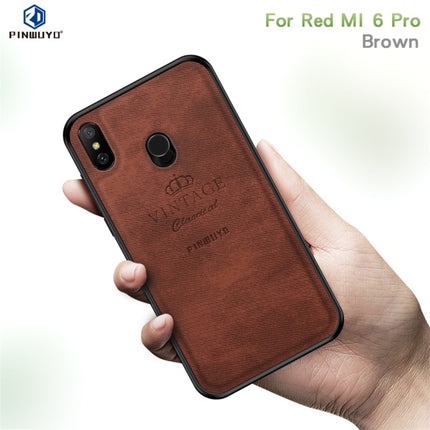 PINWUYO Shockproof Waterproof Full Coverage PC + TPU + Skin Protective Case for Xiaomi Redmi 6 Pro(Brown)-garmade.com