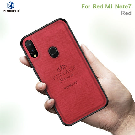 PINWUYO Shockproof Waterproof Full Coverage PC + TPU + Skin Protective Case for Xiaomi Redmi Note 7(Red)-garmade.com