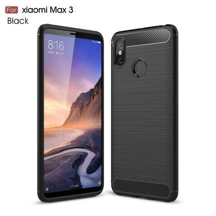 Brushed Texture Carbon Fiber Shockproof TPU Case for Xiaomi Mi Max 3(Black)-garmade.com