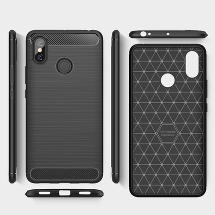 Brushed Texture Carbon Fiber Shockproof TPU Case for Xiaomi Mi Max 3 (Red)-garmade.com
