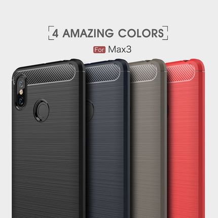 Brushed Texture Carbon Fiber Shockproof TPU Case for Xiaomi Mi Max 3 (Red)-garmade.com