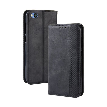 Magnetic Buckle Retro Texture Horizontal Flip Leather Case for Xiaomi Redmi Go, with Holder & Card Slots & Wallet (Black)-garmade.com