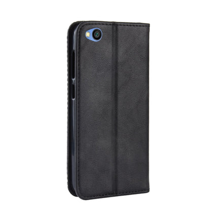 Magnetic Buckle Retro Texture Horizontal Flip Leather Case for Xiaomi Redmi Go, with Holder & Card Slots & Wallet (Black)-garmade.com