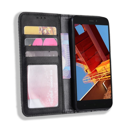 Magnetic Buckle Retro Texture Horizontal Flip Leather Case for Xiaomi Redmi Go, with Holder & Card Slots & Wallet (Black)-garmade.com