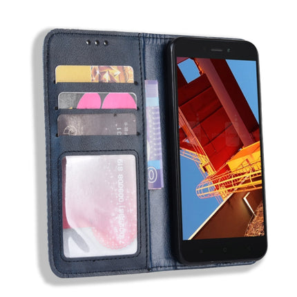 Magnetic Buckle Retro Texture Horizontal Flip Leather Case for Xiaomi Redmi Go, with Holder & Card Slots & Wallet (Blue)-garmade.com