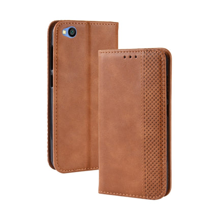 Magnetic Buckle Retro Texture Horizontal Flip Leather Case for Xiaomi Redmi Go, with Holder & Card Slots & Wallet (Brown)-garmade.com