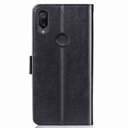 Lucky Clover Pressed Flowers Pattern Leather Case for Xiaomi Redmi Note 7, with Holder & Card Slots & Wallet & Hand Strap (Black)-garmade.com