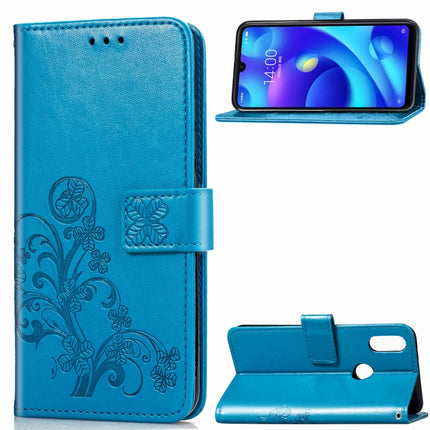 Lucky Clover Pressed Flowers Pattern Leather Case for Xiaomi Play, with Holder & Card Slots & Wallet & Hand Strap (Blue)-garmade.com