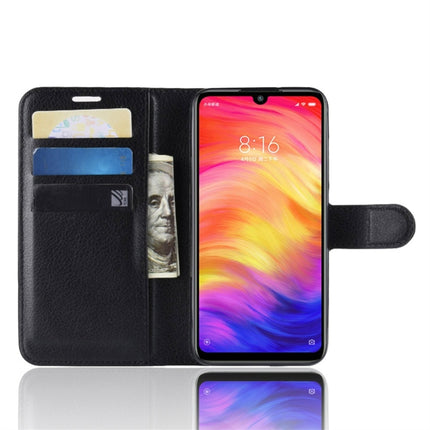 Litchi Texture Horizontal Flip Leather Case for Xiaomi Redmi Note 7, with Wallet & Holder & Card Slots (Black)-garmade.com