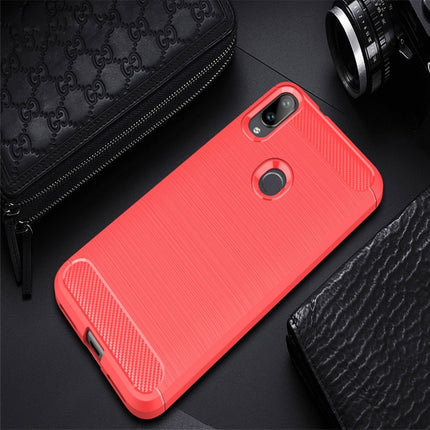 Brushed Texture Carbon Fiber TPU Case for Xiaomi Mi Play (Red)-garmade.com
