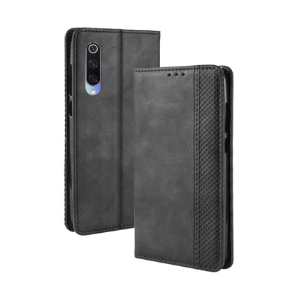 Magnetic Buckle Retro Texture Horizontal Flip Leather Case for Xiaomi Mi 9, with Holder & Card Slots & Wallet(Black)-garmade.com