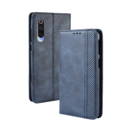 Magnetic Buckle Retro Texture Horizontal Flip Leather Case for Xiaomi Mi 9, with Holder & Card Slots & Wallet(Blue)-garmade.com