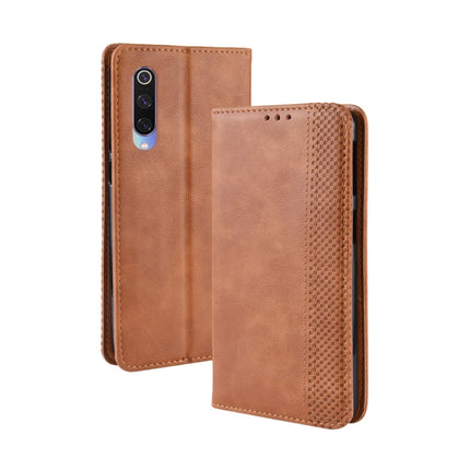 Magnetic Buckle Retro Texture Horizontal Flip Leather Case for Xiaomi Mi 9, with Holder & Card Slots & Wallet(Brown)-garmade.com