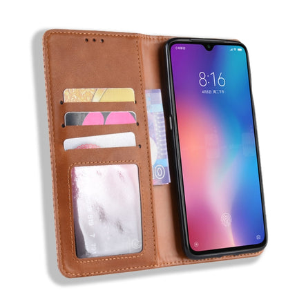 Magnetic Buckle Retro Texture Horizontal Flip Leather Case for Xiaomi Mi 9, with Holder & Card Slots & Wallet(Brown)-garmade.com