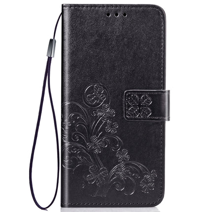 Lucky Clover Pressed Flowers Pattern Leather Case for Xiaomi Redmi Go, with Holder & Card Slots & Wallet & Hand Strap (Black)-garmade.com