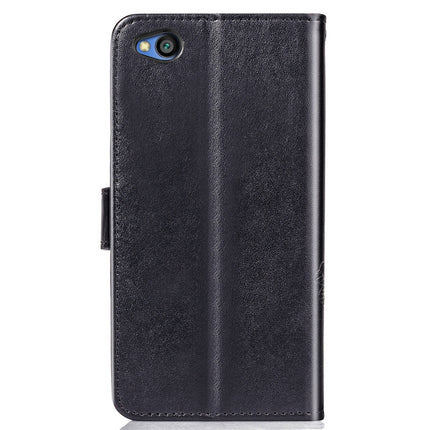 Lucky Clover Pressed Flowers Pattern Leather Case for Xiaomi Redmi Go, with Holder & Card Slots & Wallet & Hand Strap (Black)-garmade.com