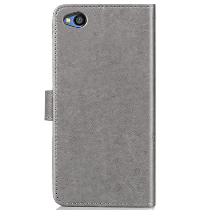 Lucky Clover Pressed Flowers Pattern Leather Case for Xiaomi Redmi Go, with Holder & Card Slots & Wallet & Hand Strap (Grey)-garmade.com
