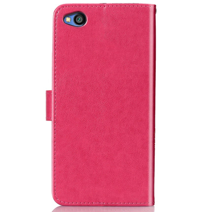 Lucky Clover Pressed Flowers Pattern Leather Case for Xiaomi Redmi Go, with Holder & Card Slots & Wallet & Hand Strap (Rose Red)-garmade.com