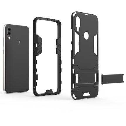 Shockproof PC + TPU Case for XiaoMi RedMi Note 7, with Holder (Black)-garmade.com